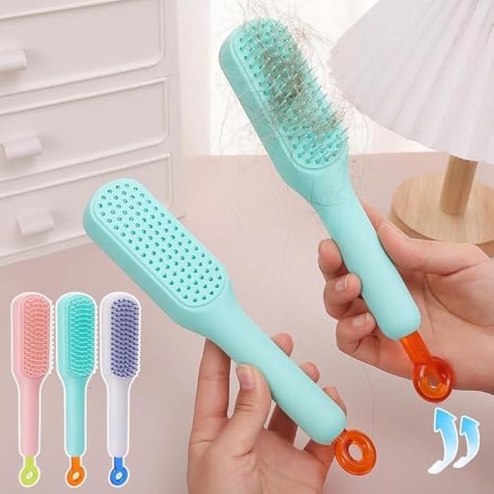 Detangling Brush Self Cleaning Hair Brush for Women and Men, Zipper Hair Brush for Easy Hair Extraction - Image 2